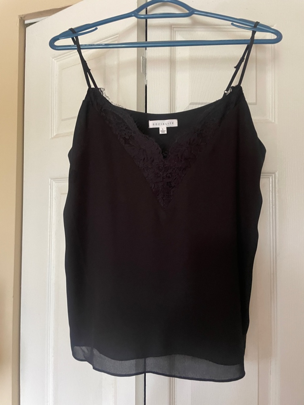 Socialite Black Lace-Trim Camisole